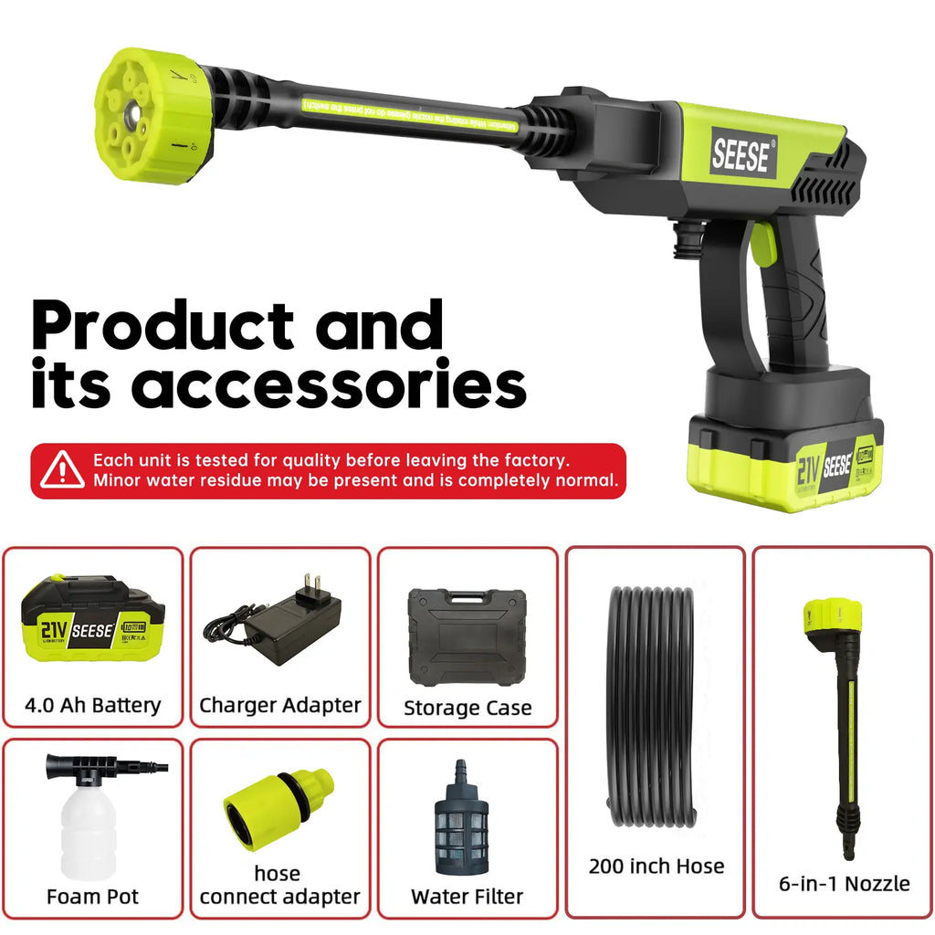 【Dealsforyoudays】Seese Cordless Pressure Washer and Single Port Charger Base, Bottle Portable Washer for Car,Home Cleaning & Garden Watering Fathersdaygift