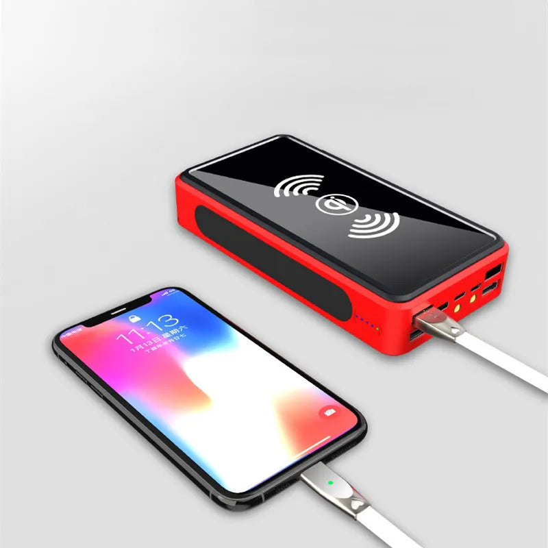 Solar Power Bank 50000Mah High Capacity Portable Charger Battery Wireless Charger Powerbank for Iphone 15 16 Pro Samsung Xiaomi