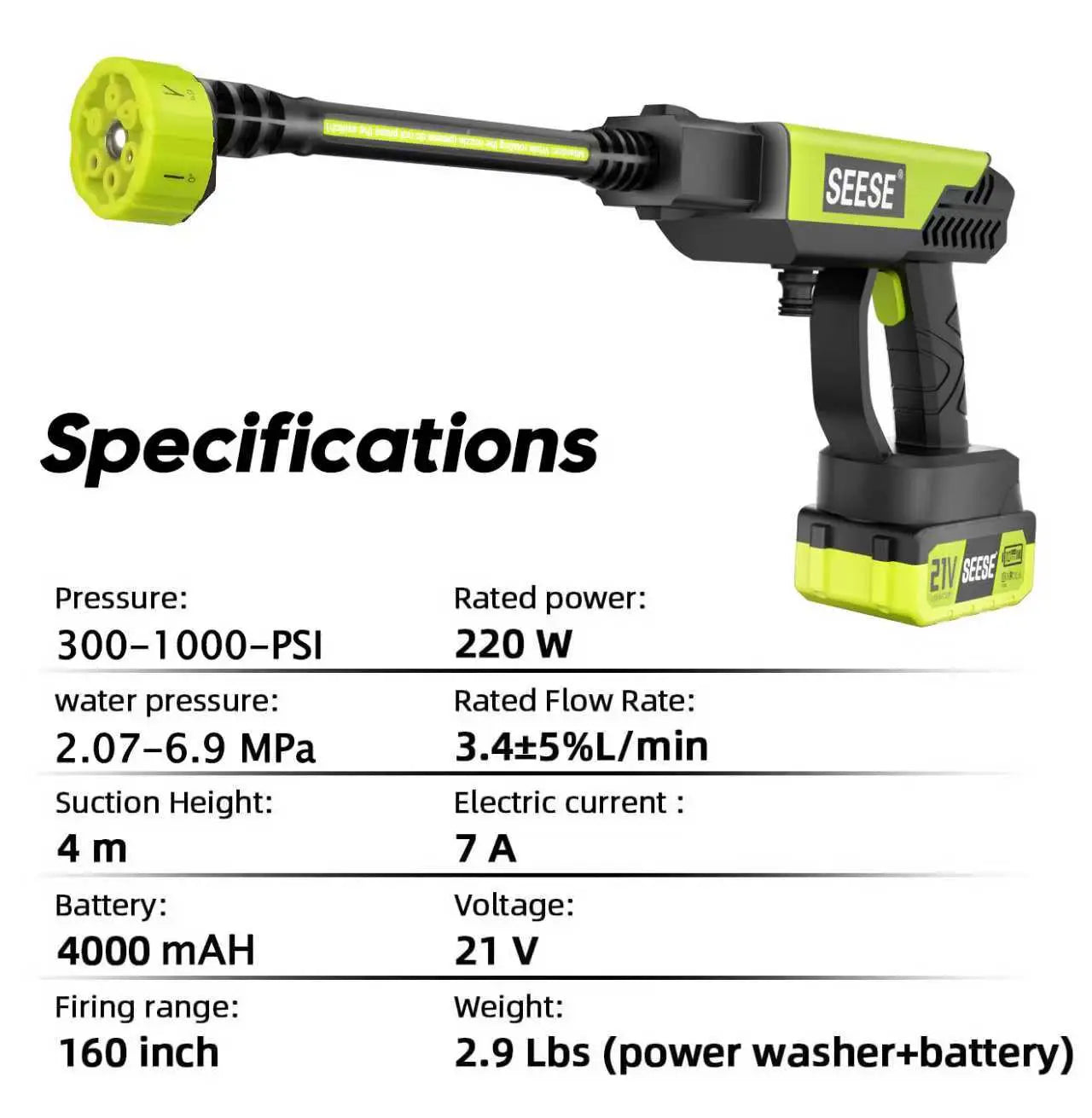 【Dealsforyoudays】Seese Cordless Pressure Washer and Single Port Charger Base, Bottle Portable Washer for Car,Home Cleaning & Garden Watering Fathersdaygift
